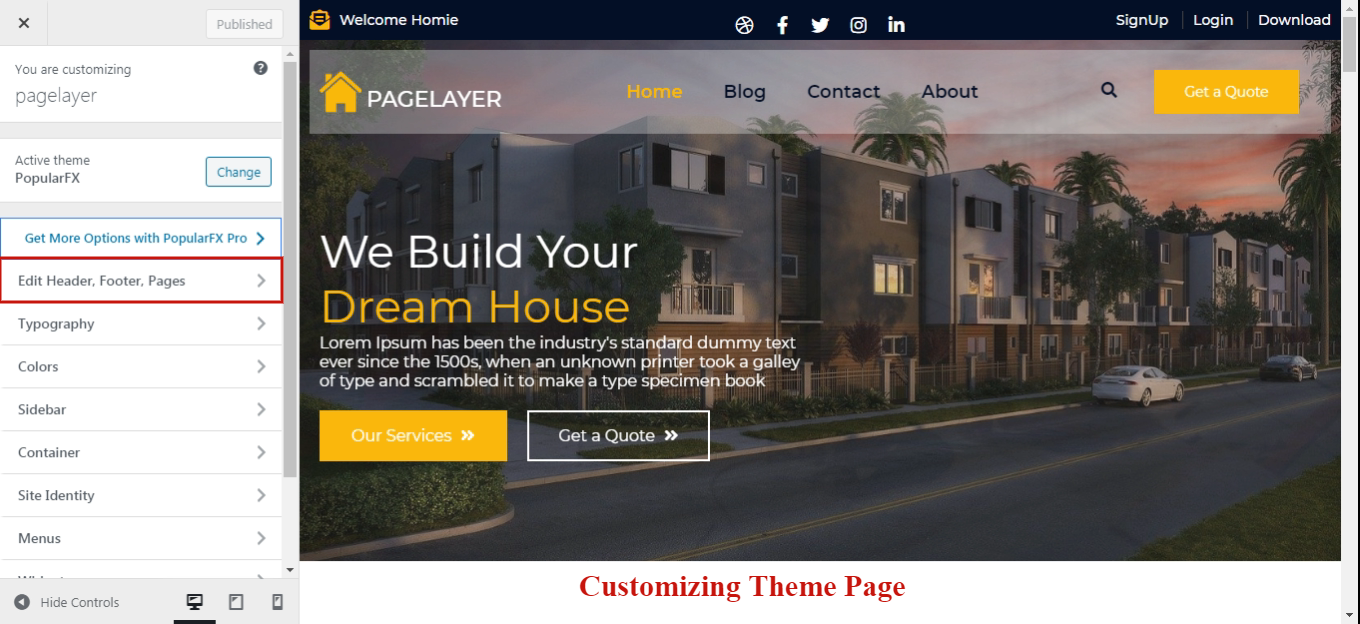 Customizing Page Customizing Page