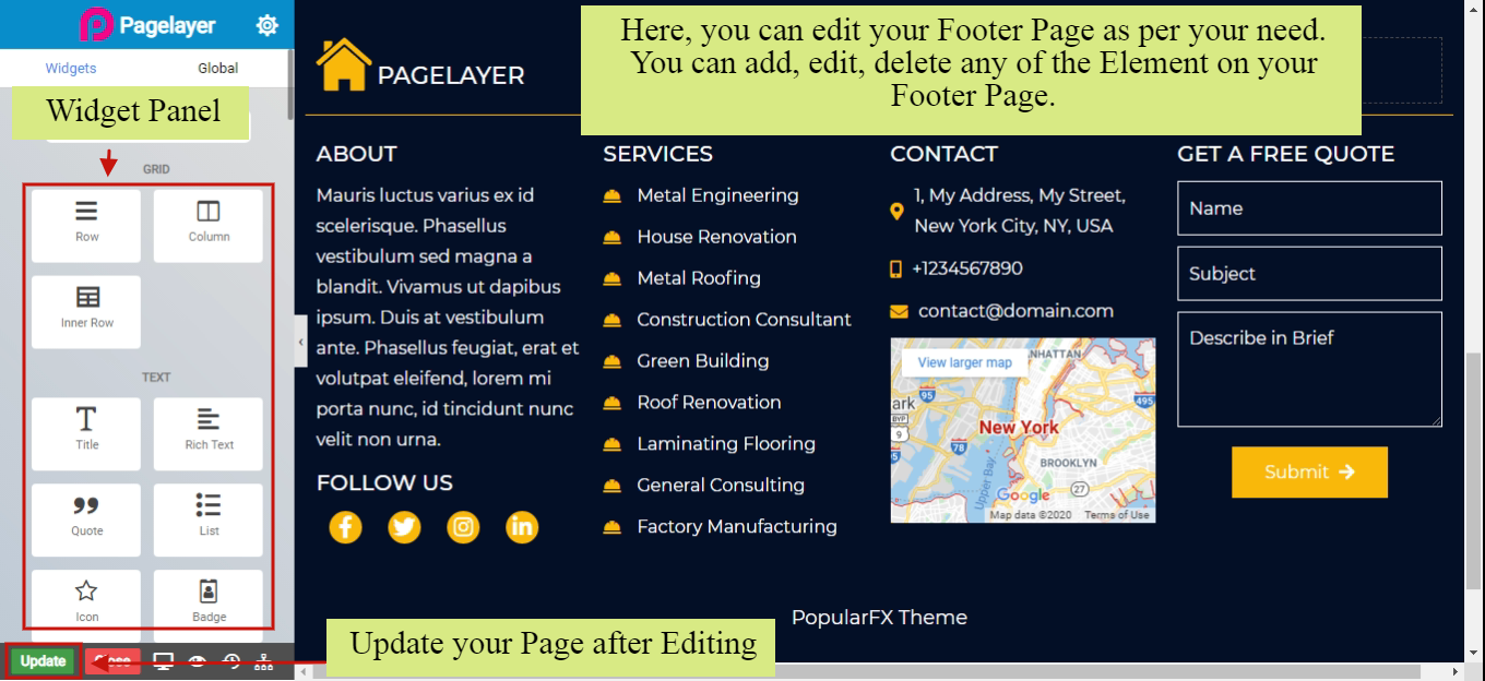 Footer Editing Footer Editing