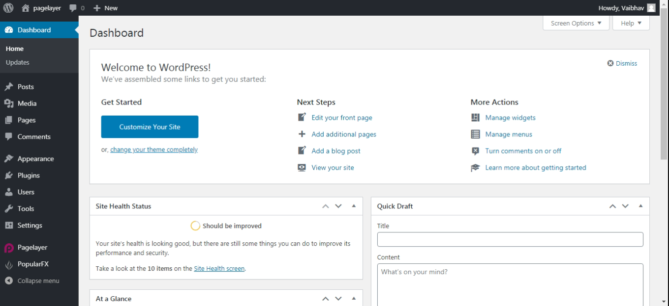 Wordpress Dashboard Wordpress Dashboard